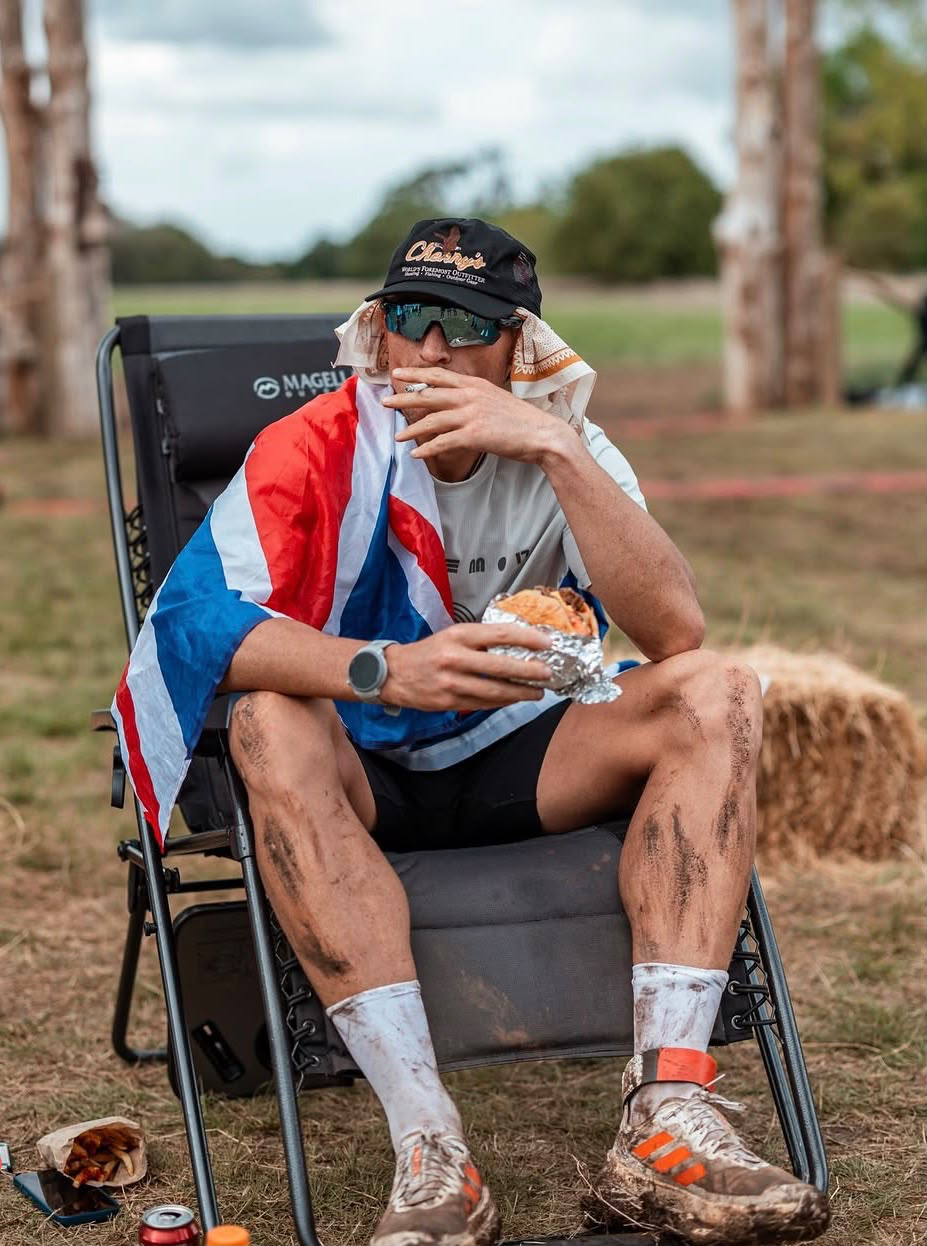 Jonny Davies resting after an endurance event